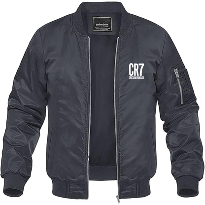Men's CR7 Logo Lightweight Bomber Jacket Windbreaker Softshell Varsity Jacket Coat