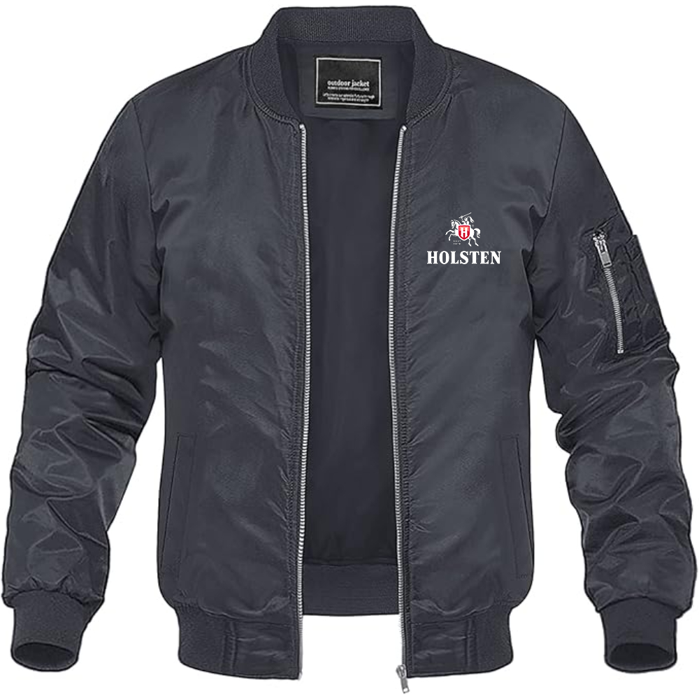 Men's Holsten Logo Lightweight Bomber Jacket Windbreaker Softshell Varsity Jacket Coat