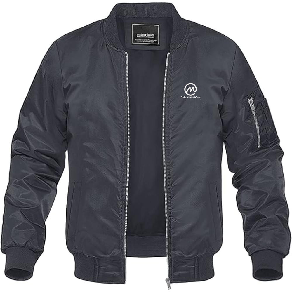 Men's CoinMarketCap Logo Lightweight Bomber Jacket Windbreaker Softshell Varsity Jacket Coat