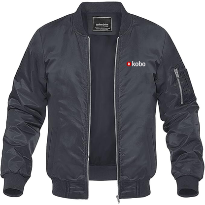 Men's Kobo Logo Lightweight Bomber Jacket Windbreaker Softshell Varsity Jacket Coat