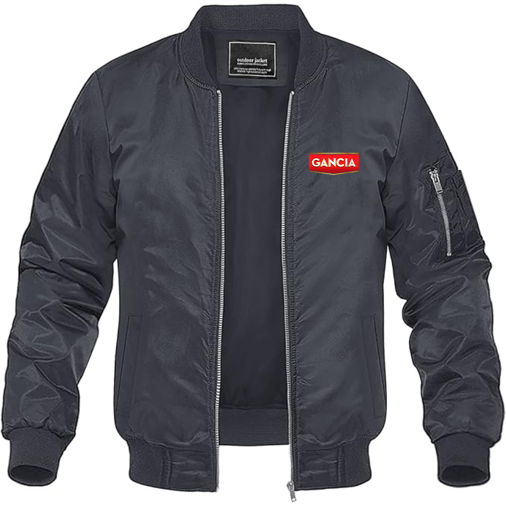 Men's Gancia Logo Lightweight Bomber Jacket Windbreaker Softshell Varsity Jacket Coat