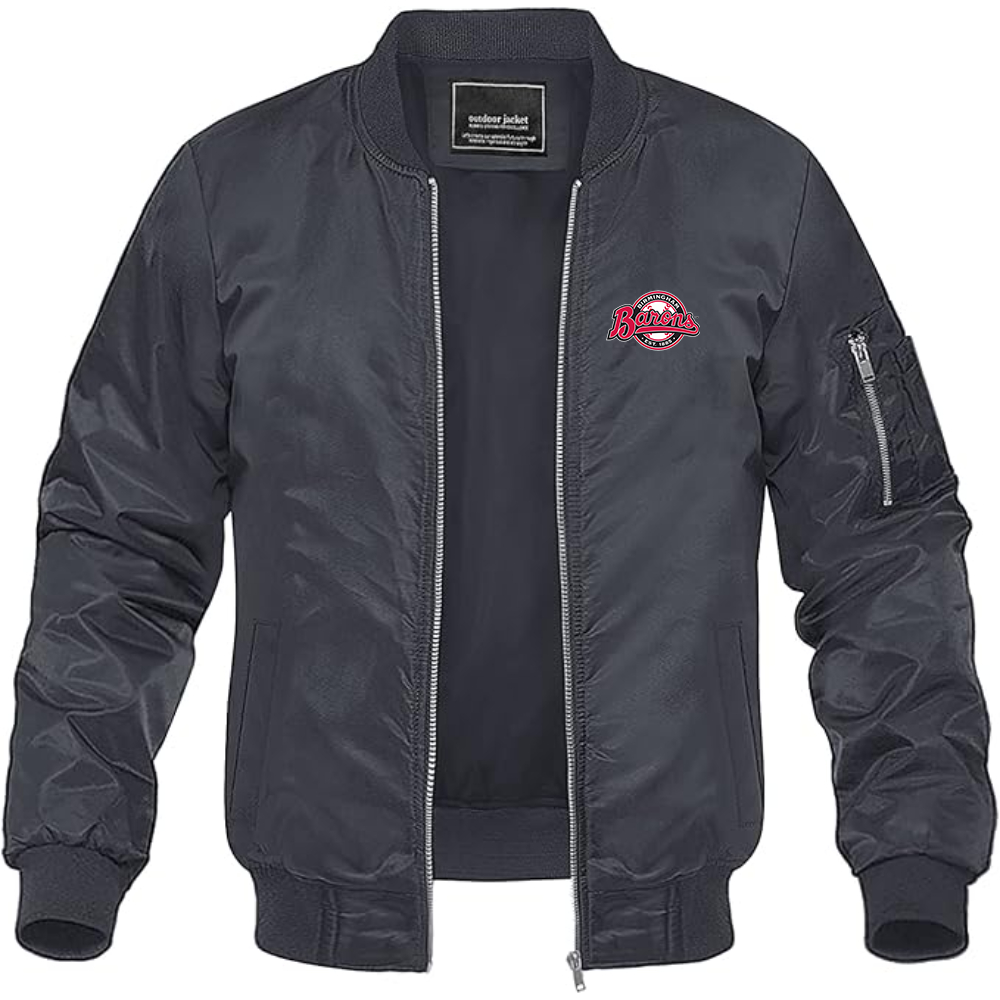 Men's Birmingham Barons Logo Lightweight Bomber Jacket Windbreaker Softshell Varsity Jacket Coat