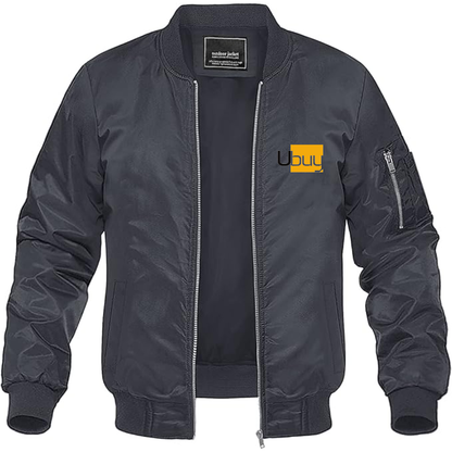 Men's Ubuy Logo Lightweight Bomber Jacket Windbreaker Softshell Varsity Jacket Coat