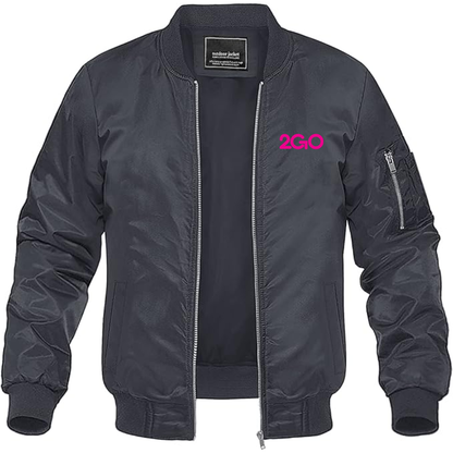 Men's 2GO Logo Lightweight Bomber Jacket Windbreaker Softshell Varsity Jacket Coat