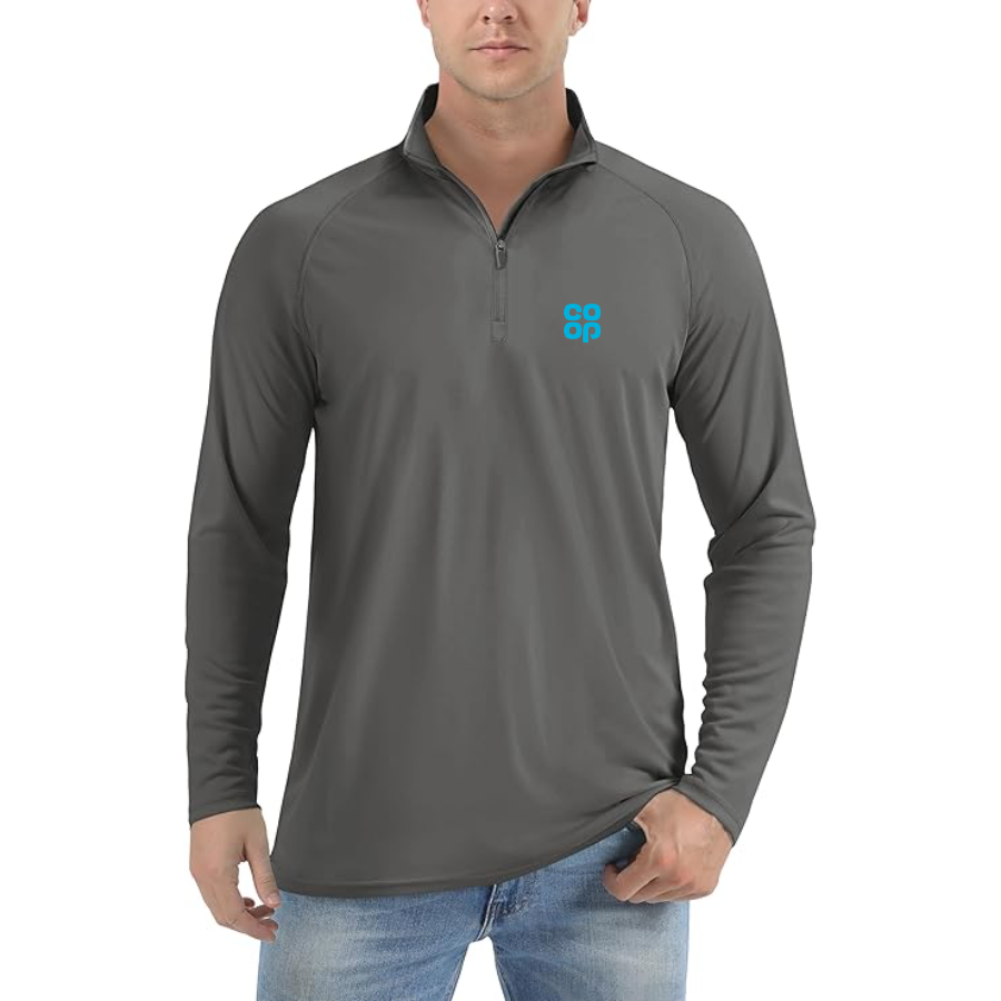 Men's CoOp Lightweight Quarter-Zip Athletic Shirt Long Sleeve Performance Wear
