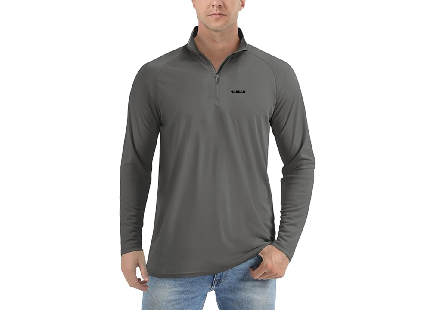 Men's Nasdaq Logo  Lightweight Quarter-Zip Athletic Shirt Long Sleeve Performance Wear