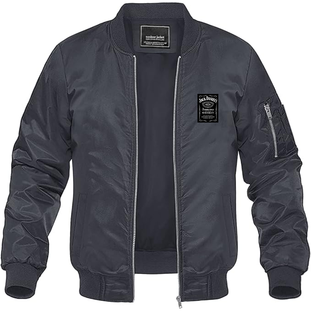 Men's Jack Daniels Logo Lightweight Bomber Jacket Windbreaker Softshell Varsity Jacket Coat