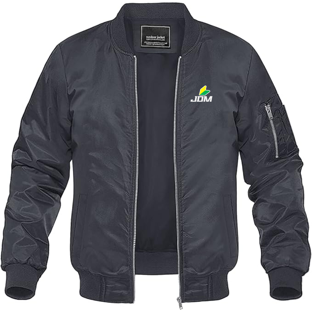Men's JDM Logo Lightweight Bomber Jacket Windbreaker Softshell Varsity Jacket Coat