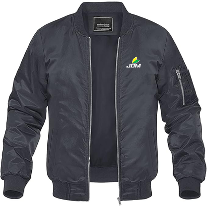 Men's JDM Logo Lightweight Bomber Jacket Windbreaker Softshell Varsity Jacket Coat