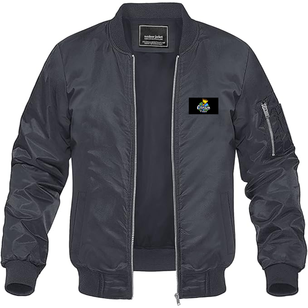 Men's Cartoon Pizza Logo Lightweight Bomber Jacket Windbreaker Softshell Varsity Jacket Coat
