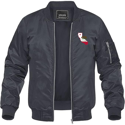 Men's California Bear Map Lightweight Bomber Jacket Windbreaker Softshell Varsity Jacket Coat