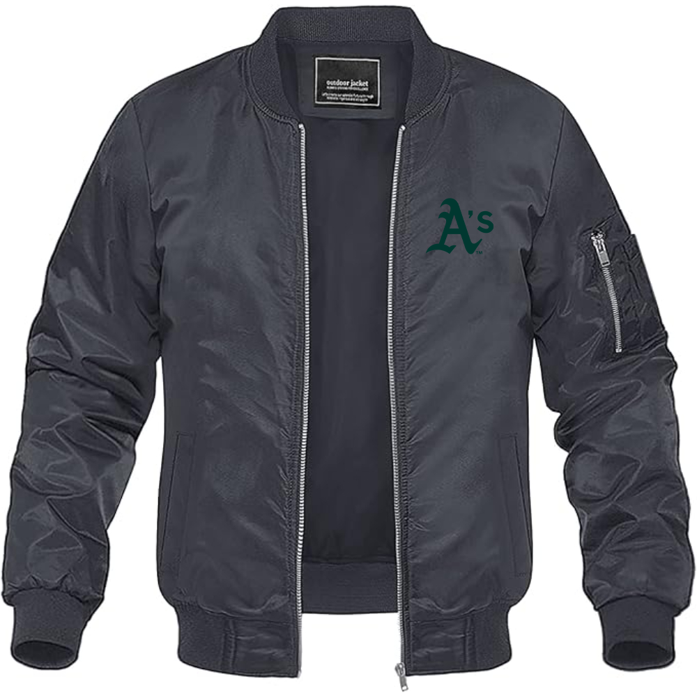 Men's Athletics Logo Lightweight Bomber Jacket Windbreaker Softshell Varsity Jacket Coat