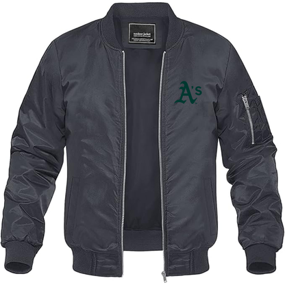 Men's Athletics Logo Lightweight Bomber Jacket Windbreaker Softshell Varsity Jacket Coat