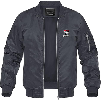 Men's Charlotte Checkers Logo Lightweight Bomber Jacket Windbreaker Softshell Varsity Jacket Coat