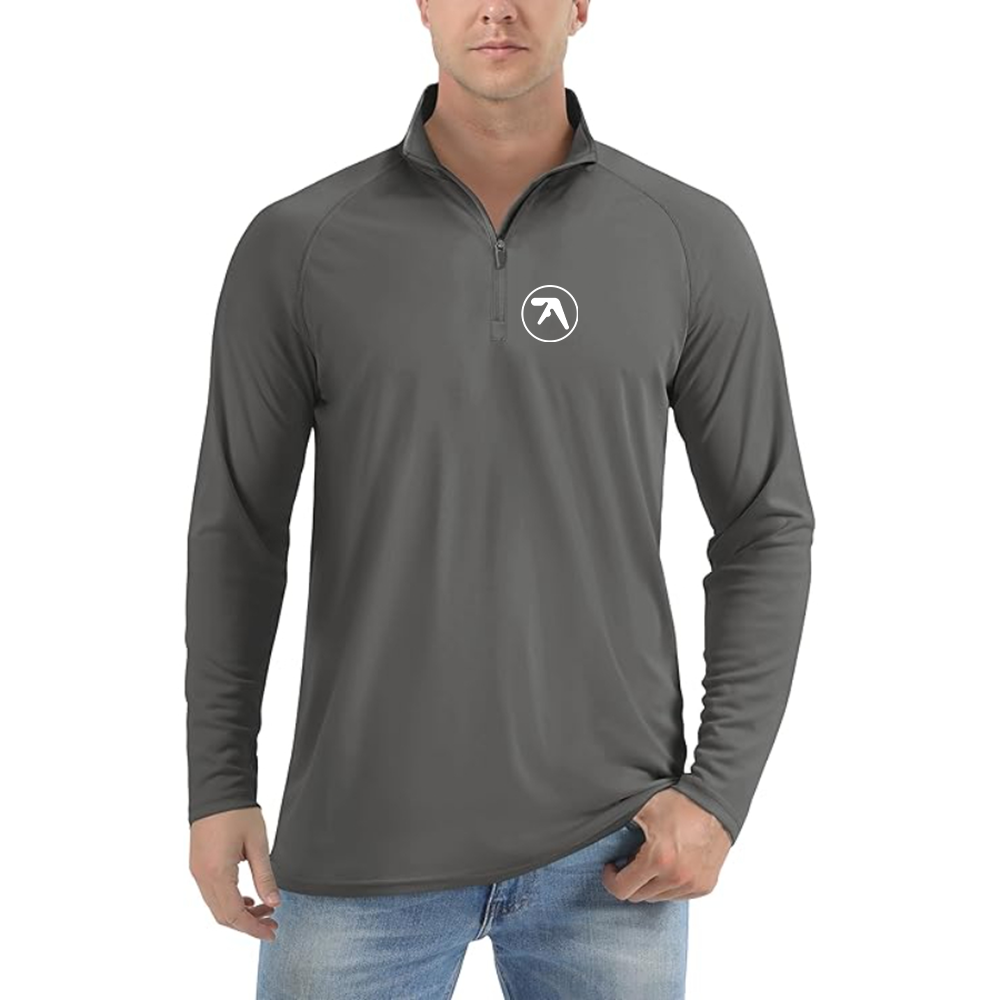Men's Aphex Twin Logo Lightweight Quarter-Zip Athletic Shirt Long Sleeve Performance Wear