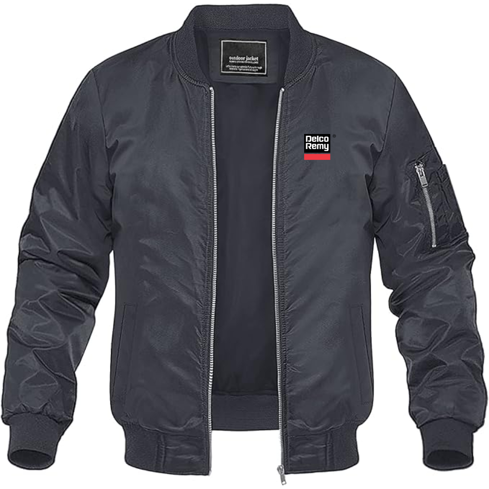 Men's Delco Remy Logo Lightweight Bomber Jacket Windbreaker Softshell Varsity Jacket Coat