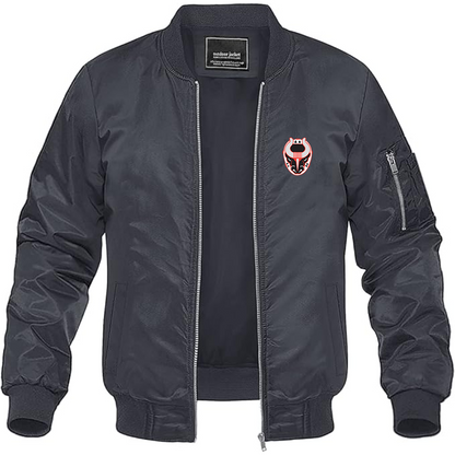 Men's Birmingham Bulls Logo Lightweight Bomber Jacket Windbreaker Softshell Varsity Jacket Coat