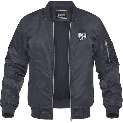 Men's Lidom Logo Lightweight Bomber Jacket Windbreaker Softshell Varsity Jacket Coat