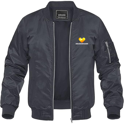 Men's Neckermann Logo  Lightweight Bomber Jacket Windbreaker Softshell Varsity Jacket Coat