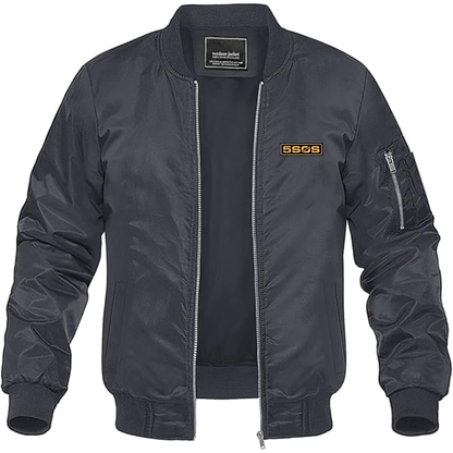 Men's 5sos Logo Lightweight Bomber Jacket Windbreaker Softshell Varsity Jacket Coat