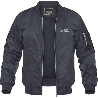Men's  Marilyn Manson Logo Lightweight Bomber Jacket Windbreaker Softshell Varsity Jacket Coat