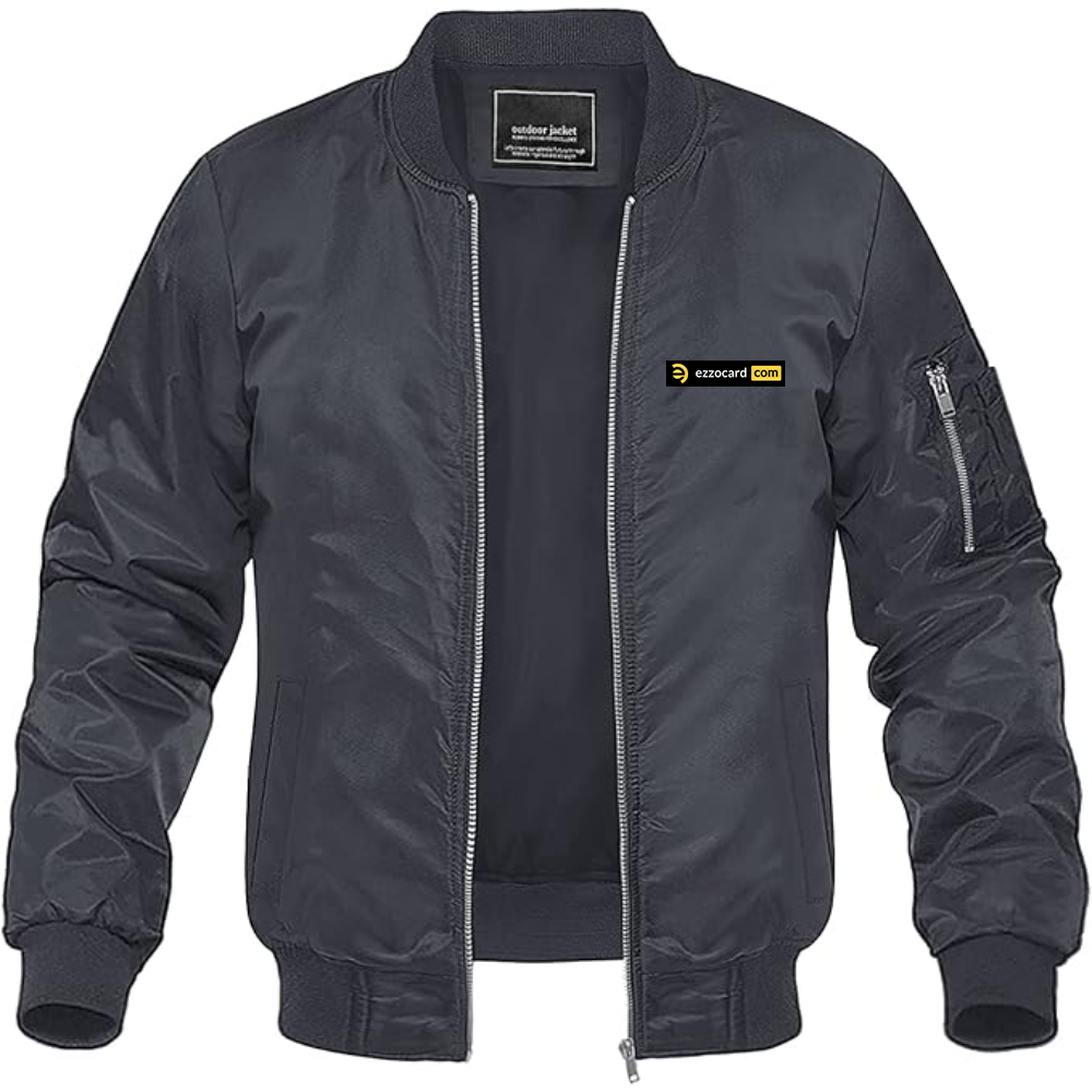 Men's Ezzocard Logo Lightweight Bomber Jacket Windbreaker Softshell Varsity Jacket Coat