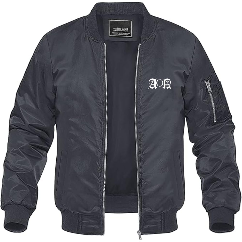 Men's AOA Logo Lightweight Bomber Jacket Windbreaker Softshell Varsity Jacket Coat