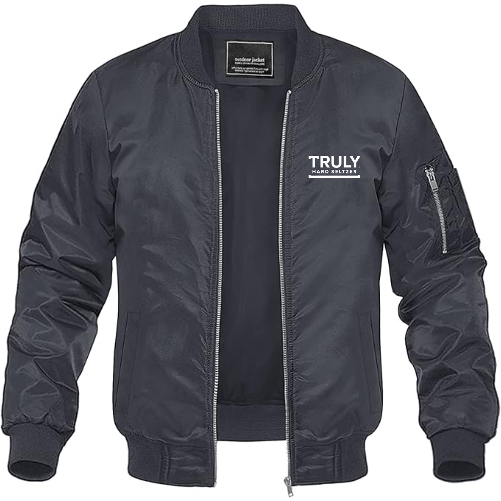 Men's Truly Logo Lightweight Bomber Jacket Windbreaker Softshell Varsity Jacket Coat