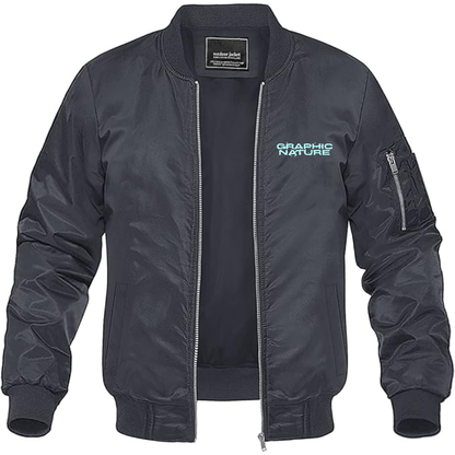 Men's Graphic Nature Logo Lightweight Bomber Jacket Windbreaker Softshell Varsity Jacket Coat
