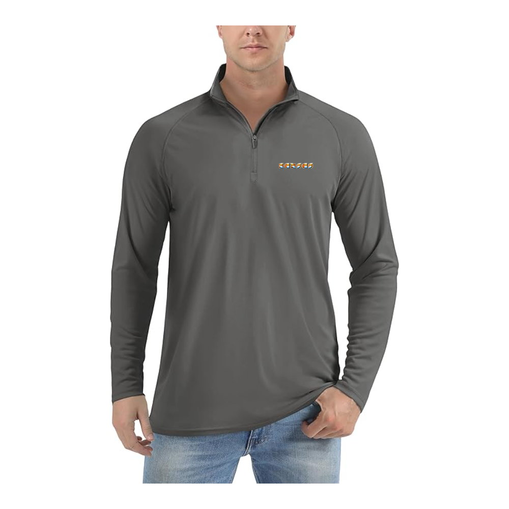Men's Kansas Logo Lightweight Quarter-Zip Athletic Shirt Long Sleeve Performance Wear