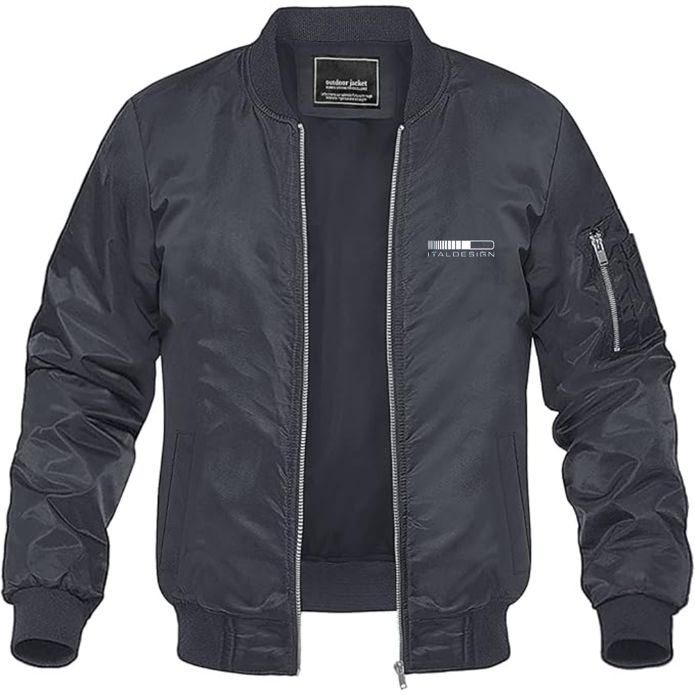 Men's Italdesign Logo Lightweight Bomber Jacket Windbreaker Softshell Varsity Jacket Coat