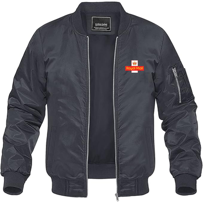 Men's  Royal Mail   Logo Lightweight Bomber Jacket Windbreaker Softshell Varsity Jacket Coat