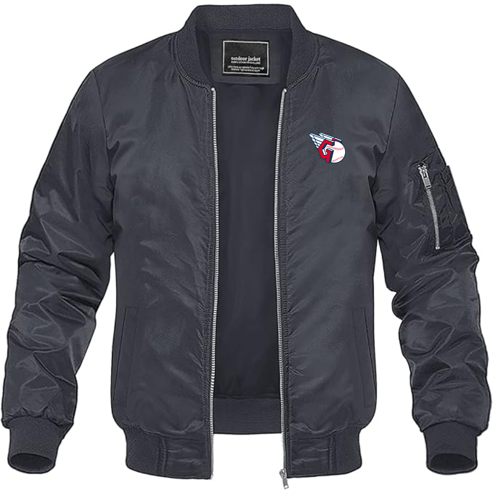 Men's Cleveland Guardians  Logo Lightweight Bomber Jacket Windbreaker Softshell Varsity Jacket Coat