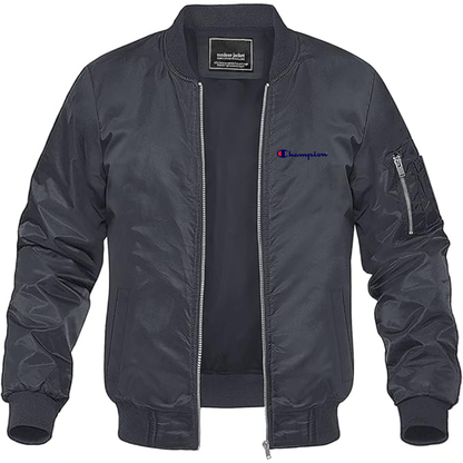 Men's Champion Logo Lightweight Bomber Jacket Windbreaker Softshell Varsity Jacket Coat