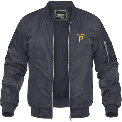 Men's  Bristol Pirates  Logo Lightweight Bomber Jacket Windbreaker Softshell Varsity Jacket Coat