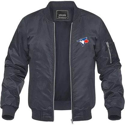 Men's Bluefield Blue Jays Logo Lightweight Bomber Jacket Windbreaker Softshell Varsity Jacket Coat