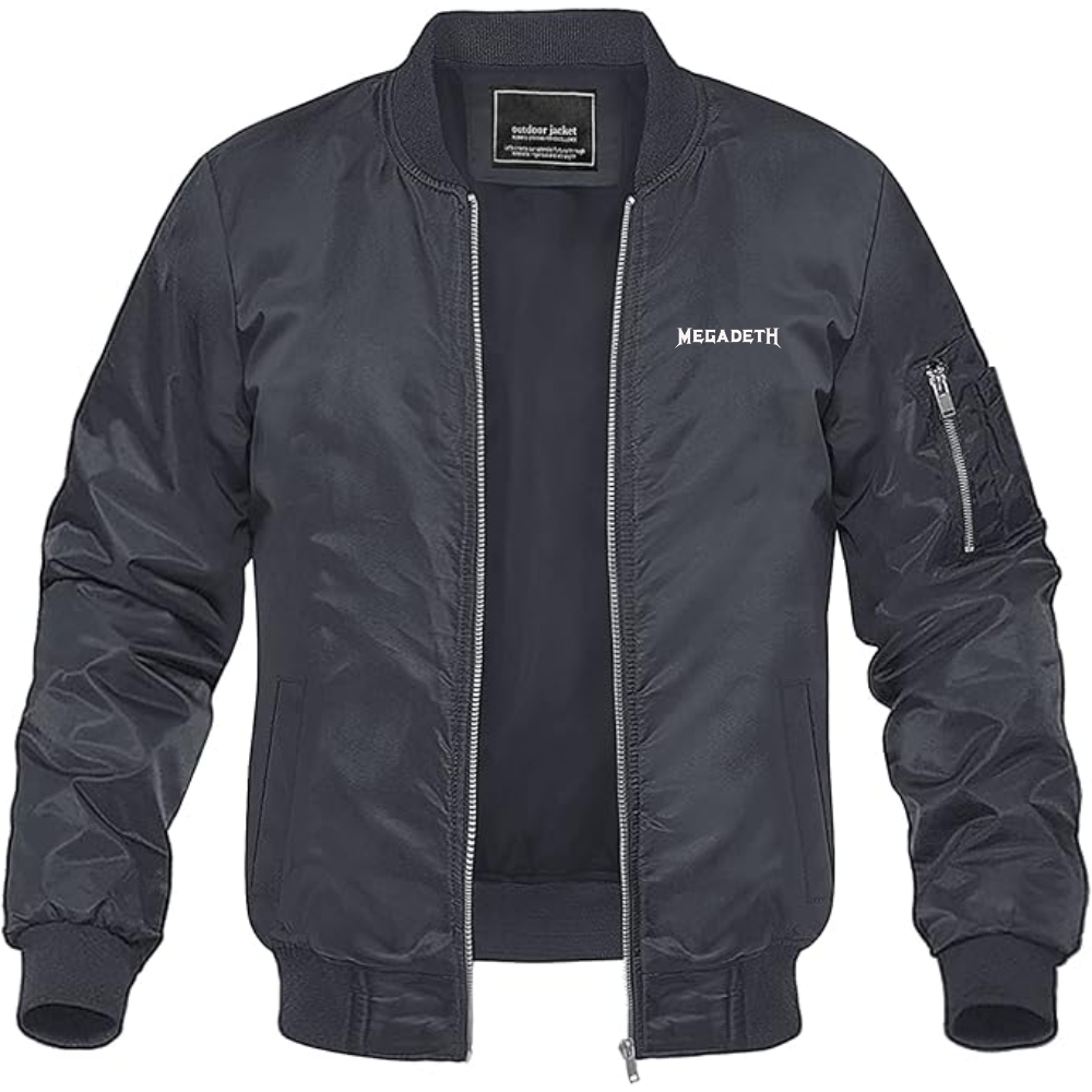 Men's  Megadeth Logo Lightweight Bomber Jacket Windbreaker Softshell Varsity Jacket Coat