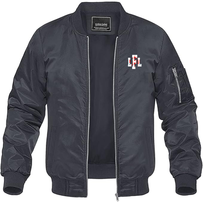 Men's LFL Canada Logo Lightweight Bomber Jacket Windbreaker Softshell Varsity Jacket Coat
