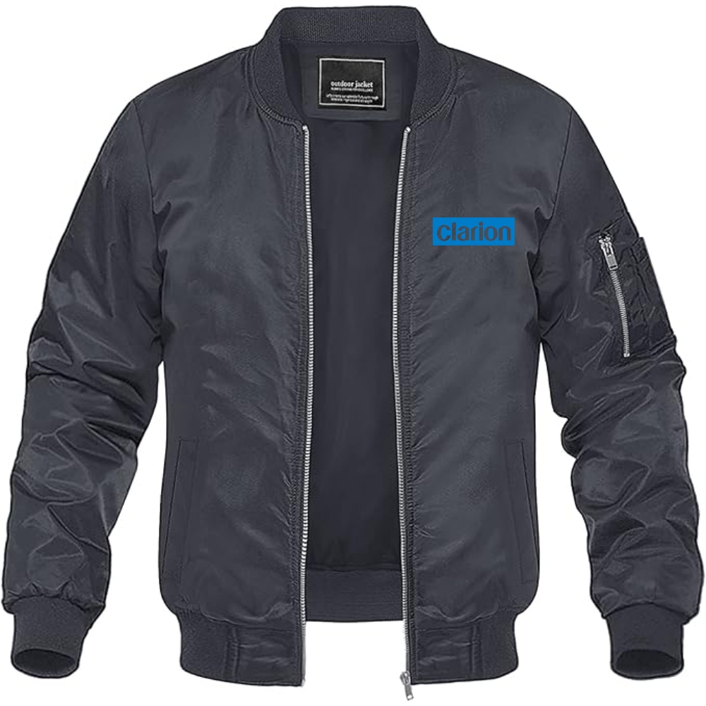 Men's Clarion Logo Lightweight Bomber Jacket Windbreaker Softshell Varsity Jacket Coat