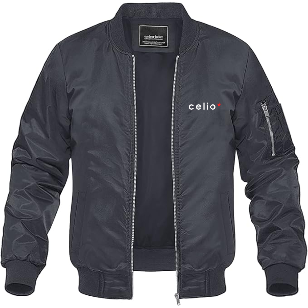 Men's Celio Logo Lightweight Bomber Jacket Windbreaker Softshell Varsity Jacket Coat