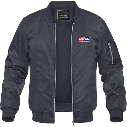 Men's  Major Indoor Soccer League Logo Lightweight Bomber Jacket Windbreaker Softshell Varsity Jacket Coat