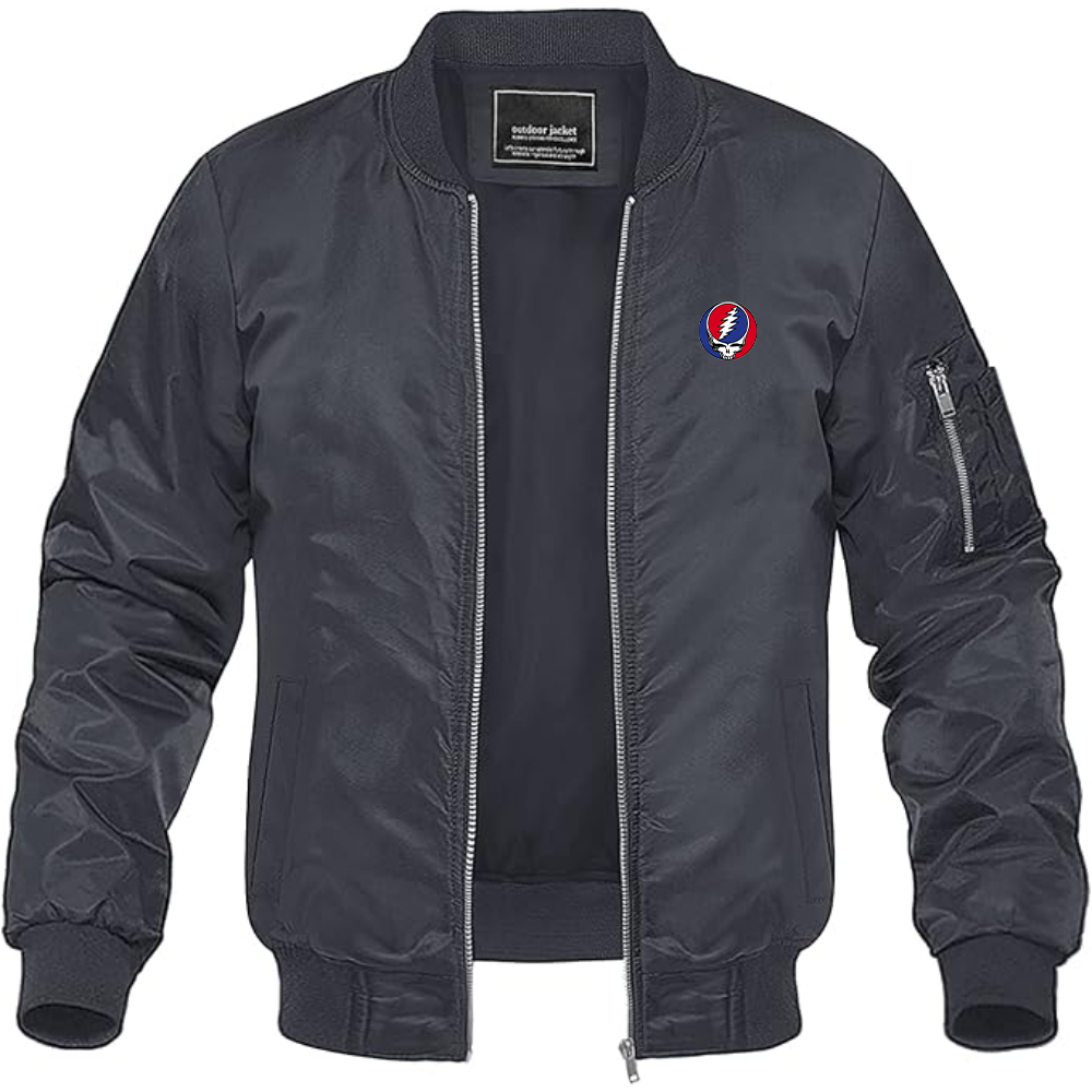 Men's Gratefu Dead Logo Lightweight Bomber Jacket Windbreaker Softshell Varsity Jacket Coat