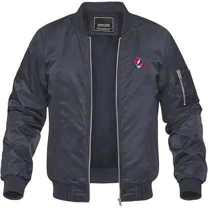 Men's Gratefu Dead Logo Lightweight Bomber Jacket Windbreaker Softshell Varsity Jacket Coat