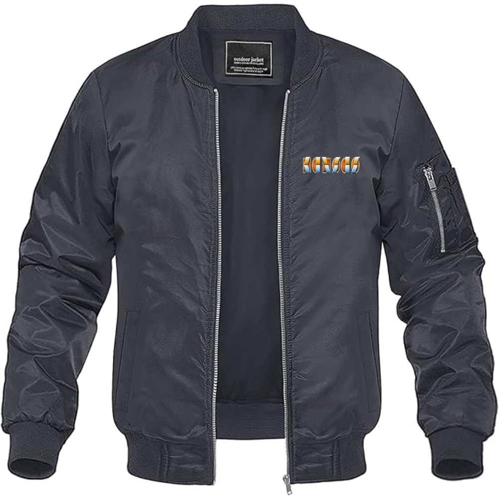Men's Kansas Logo Lightweight Bomber Jacket Windbreaker Softshell Varsity Jacket Coat