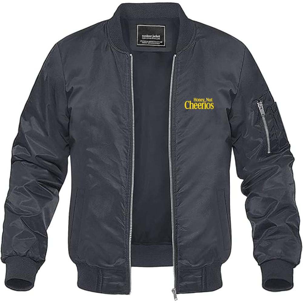 Men's Honey Nut Cheerios Logo Lightweight Bomber Jacket Windbreaker Softshell Varsity Jacket Coat