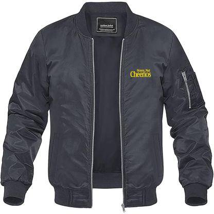 Men's Honey Nut Cheerios Logo Lightweight Bomber Jacket Windbreaker Softshell Varsity Jacket Coat