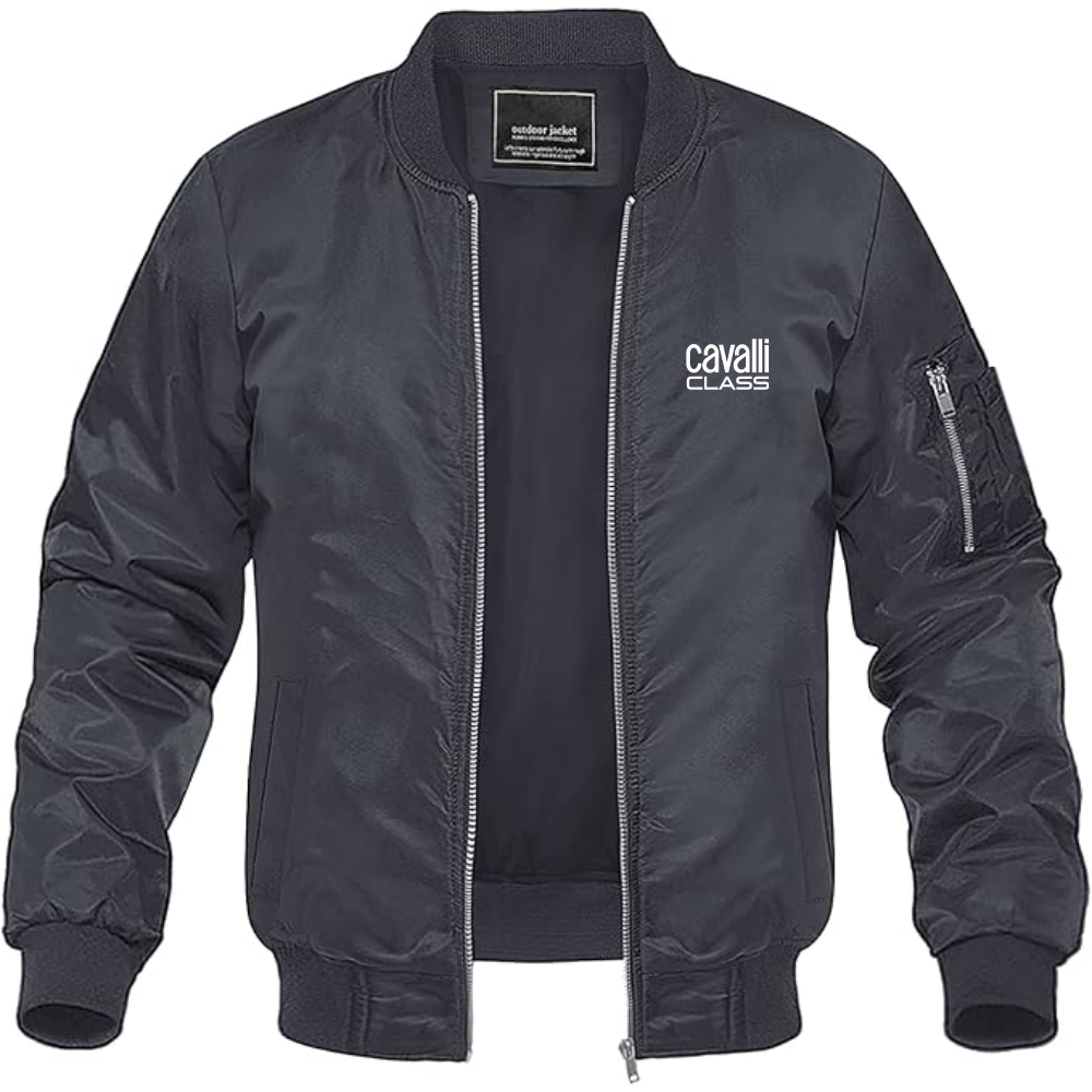 Men's Cavalli Class Logo Lightweight Bomber Jacket Windbreaker Softshell Varsity Jacket Coat