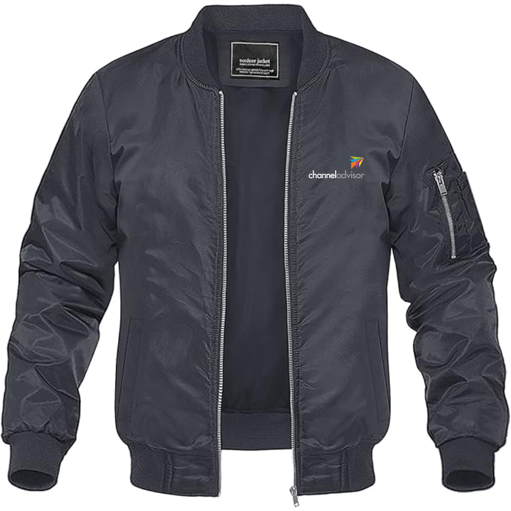 Men's ChannelAdvisor Logo Lightweight Bomber Jacket Windbreaker Softshell Varsity Jacket Coat