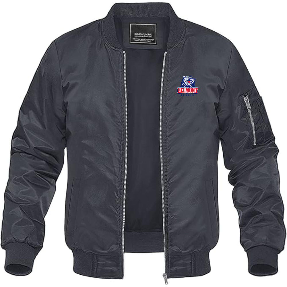 Men's  Belmont Bruins  Lightweight Bomber Jacket Windbreaker Softshell Varsity Jacket Coat