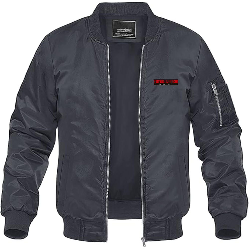Men's Criminal Minds Logo Lightweight Bomber Jacket Windbreaker Softshell Varsity Jacket Coat